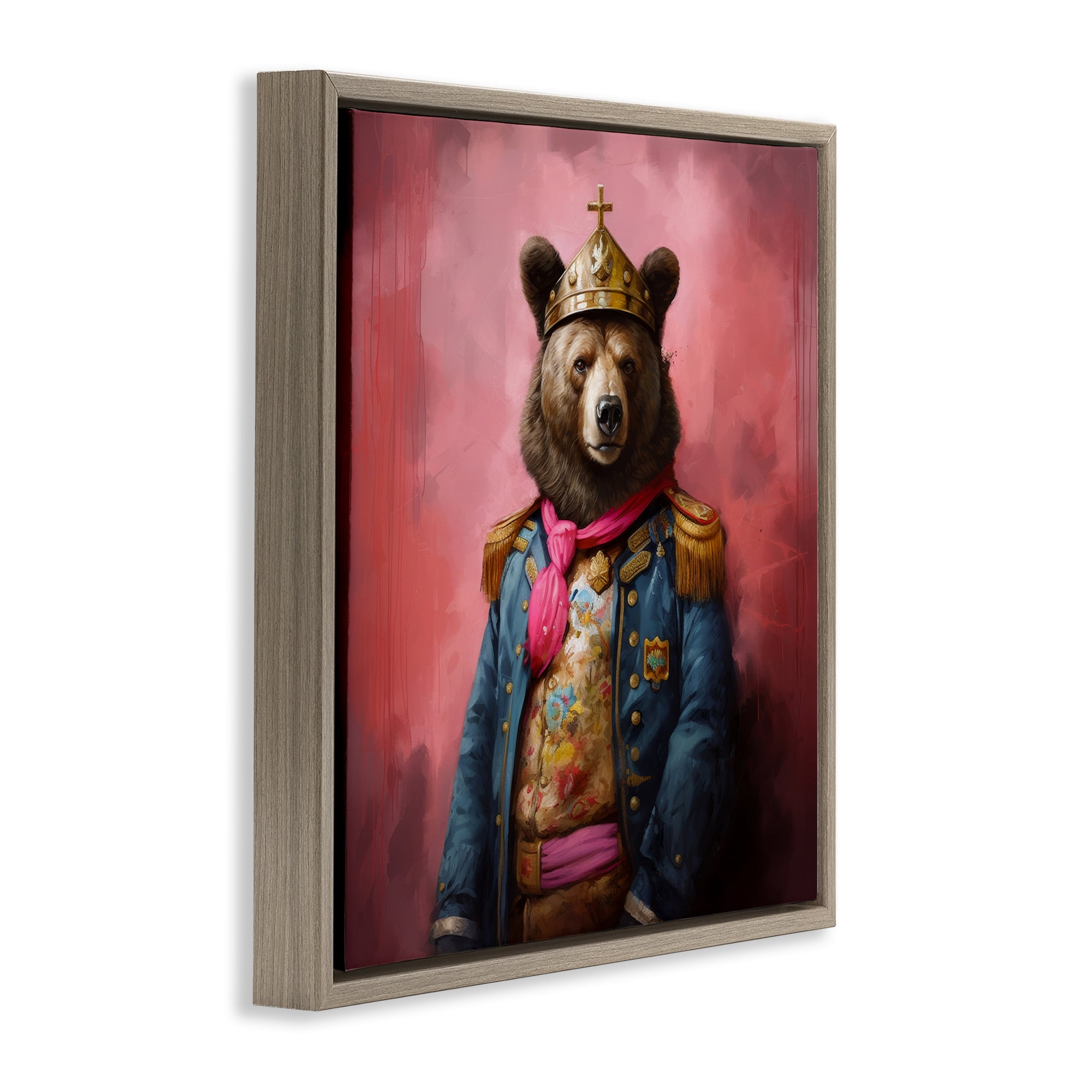 Stupell Industries Regal Bear Portrait Animals & Insects Painting Brown Floater Framed Canvas Art Print Wall Art, 25 x 25