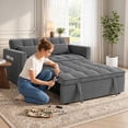 thumbnail image 7 of Anpport 54" Pull‑Out Sleeper Sofa Bed, 3‑in‑1 Convertible Corduroy Loveseat with Adjustable Backrest, Side Pockets & 2 Pillows, Multi‑Purpose Couch for Small Spaces, Dark Gray, 7 of 7