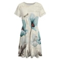 thumbnail image 4 of Fall Farm Teal Flower Oil Painting Art Sundress Short Sleeve Dress Summer Women Clothes Dress for Women Dresses, 4 of 7