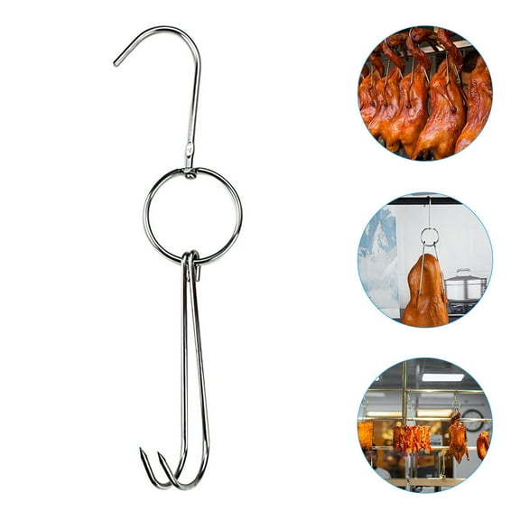 OUNONA 5pcs Meat Hooks Poultry Hooks Butcher Hooks Stainless Steel Double Design Hooks Roast Hook