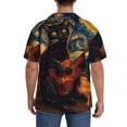 thumbnail image 3 of Fuzoiu Starry Night Cat Guitarist Print Men's Casual Short,Men's Short Sleeve Shirt,Mens Casual Button Down Shirts,Cuban Collar Summer Shirt for Beach, Vacation, and Outdoor Activities-3X-Large, 3 of 5