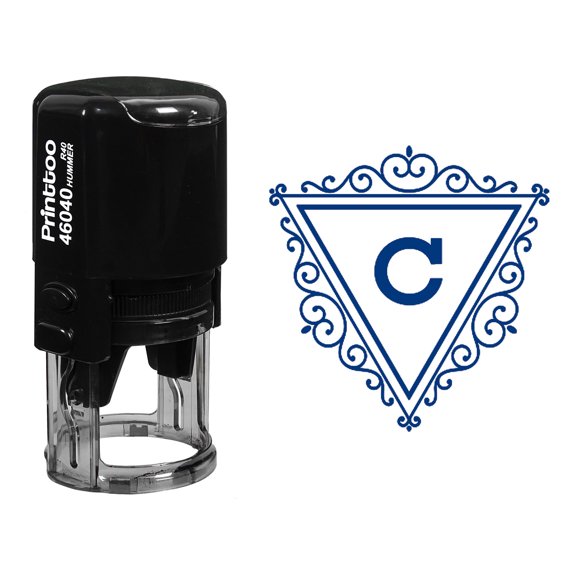 Printtoo C Alphabet Monogram Initial Swirl Border Triangle R-40 Self Inking Rubber Stamp Office Stationary
