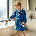 thumbnail image 2 of LIIPEE Boys Hooded Sleepwear Robes Cartoon Graphic Long Sleeve Warm Bathrobes Kids Everyday Homewear 2-7 Years, 2 of 5