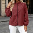 thumbnail image 2 of LUVDA Women's Lightweight Windbreaker Zip Jacket Elastic Cuff Stand Collar Spring Outerwear, 2 of 5