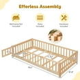 thumbnail image 6 of PAPROOS Twin Size Floor Bed, Solid Wood Toddler Bed with Slat, Fence Guardrail and Door, No Box Spring Needed, Montessori Bed, Twin Bed for Kids, Boys, Girls, Natural, 6 of 10