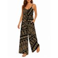 thumbnail image 2 of Women's Casual Sleeveless Jumpsuits Paisley Ethnic Pattern Spaghetti Strap Wide Leg Pants Rompers with Pockets, 2 of 7