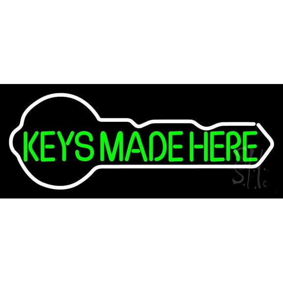 Green Keys Made Here Key Logo LED Neon Sign 13" Tall x 32" Wide - inches Black Square Cut Acrylic Backing, with Dimmer - Premium built indoor Sign for Storefront, Store interior, Exhibition, Decor.
