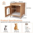 thumbnail image 5 of Woven Cat Litter Box Enclosure & House – 2-in-1 Hidden Furniture, Metal Frame – 20.5" x 18.5" x 23.23", 88 LBS – Bedroom – Mat & Scoop, Brown, 5 of 8