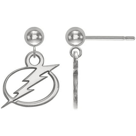 LogoArt NHL Tampa Bay Lightning Sterling Silver Dangle Ball Earrings