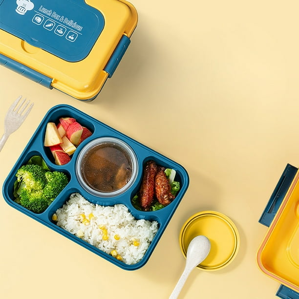 Aparatos de cocina, accesorios, utensilios, loncheras para niños, bento para adultos, contenedores para adultos, niños y bebés, lonchera bento de 5 compartimentos y 1600 ml, cuchara reutilizable integ