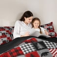 thumbnail image 4 of Erosebridal Woodland Wildlife Bears Twin Comforter Sets 3-Piece For Boys,Teens Black Red Geometric Grid Bedding Set,Black Reversible, 4 of 6