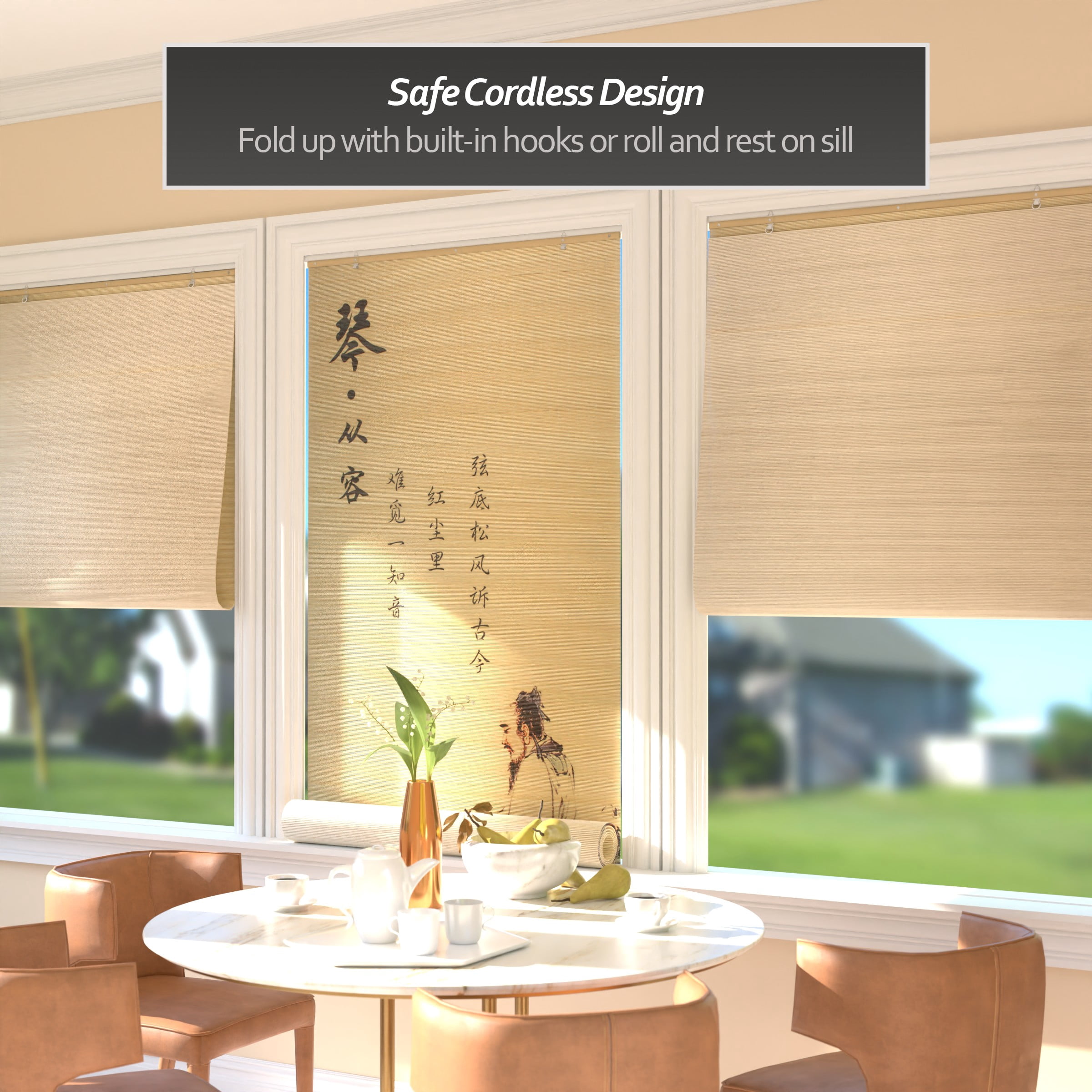 Red Lantern Bamboo Window Shade Blind - Philosopher 36" W