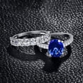 thumbnail image 4 of NUNCAD 925 Sterling Silver Wedding Engagement Ring Set for Womem 1ct Oval Cut Blue Sapphire, 4 of 5