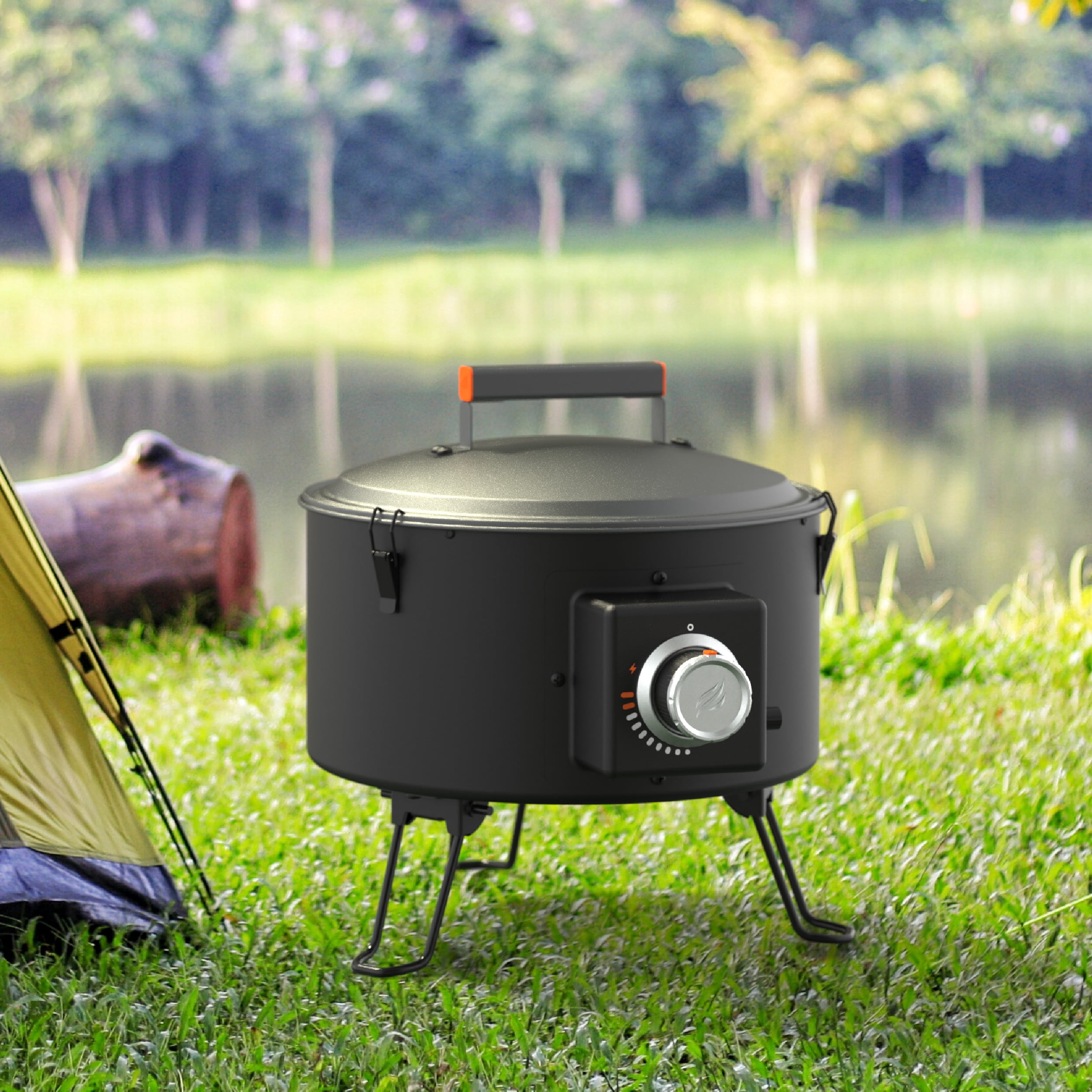 Blackstone Adventure Ready 15” Propane Fire Pit with Propane Tank Stand, Lava Rock, and Bulk Tank Adapter Hose