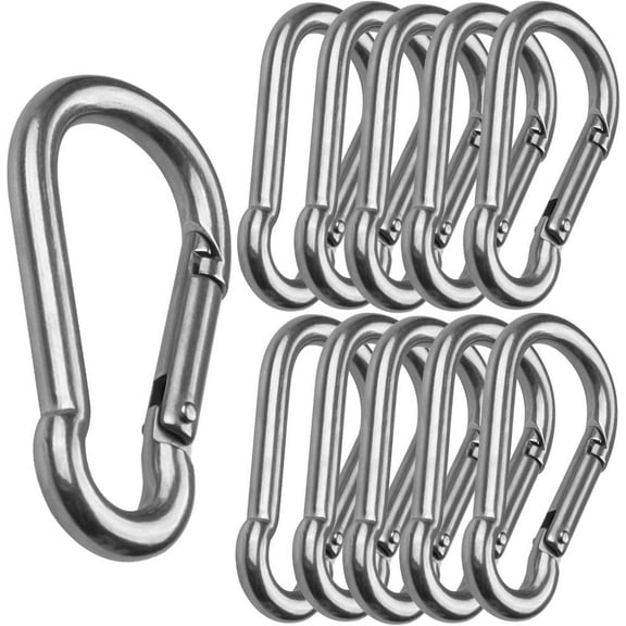 10 Pack 4 Inch Spring Snap Hook Stainless Steel 304 Carabiner Clips Heavy Duty Quick Link Hook for Outdoor Camping Hiking Hammock Swing (M10 x 100 mm)