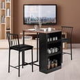 thumbnail image 5 of Patiojoy 3-Piece Counter Table Set Bar Pub Dining Table Set with 3 Side Storage Brown, 5 of 5