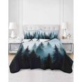 thumbnail image 3 of Forest Turquoise Full Size Down Alternative Comforter, Lightweight Comforter Quilt Bedding Set with Pillow Shams Retro Trees Silhouette Landscape All Seasons Bed Comforter Duvet Insert 78"x90", 3 of 7