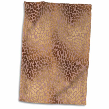 3dRose Elegant Rose Gold Copper Damask Pattern - Towel  15 by 22-inch