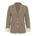 thumbnail image 4 of Blazer for Women, Yigetop Women's Casual Solid Color Suit Jacket Lapel Keep Warm and Slim Loose Long Sleeve Fashion Cardigan Coat Fitted Blazers for Women Khaki L, 4 of 9