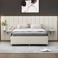 thumbnail image 4 of Queen Size Upholstered Platform Bed with Plywood+Velvet, No Box Spring Needed, Gray, Bedroom Furniture, 4 of 15