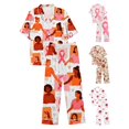thumbnail image 5 of Women Pink Ribbon Awareness Pajama Set Button Front Notch Collar Short Sleeve Top Long Pants with Pockets Comfy Breathable Relaxed Fit Novelty Pattern Home Sleeping Loungewear Pink M, 5 of 5