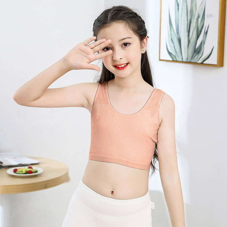 Kids Girl Bra Underwear Ultra Soft Breathable Cotton Bras Vest Solid One  Piece Everyday Bras for Children