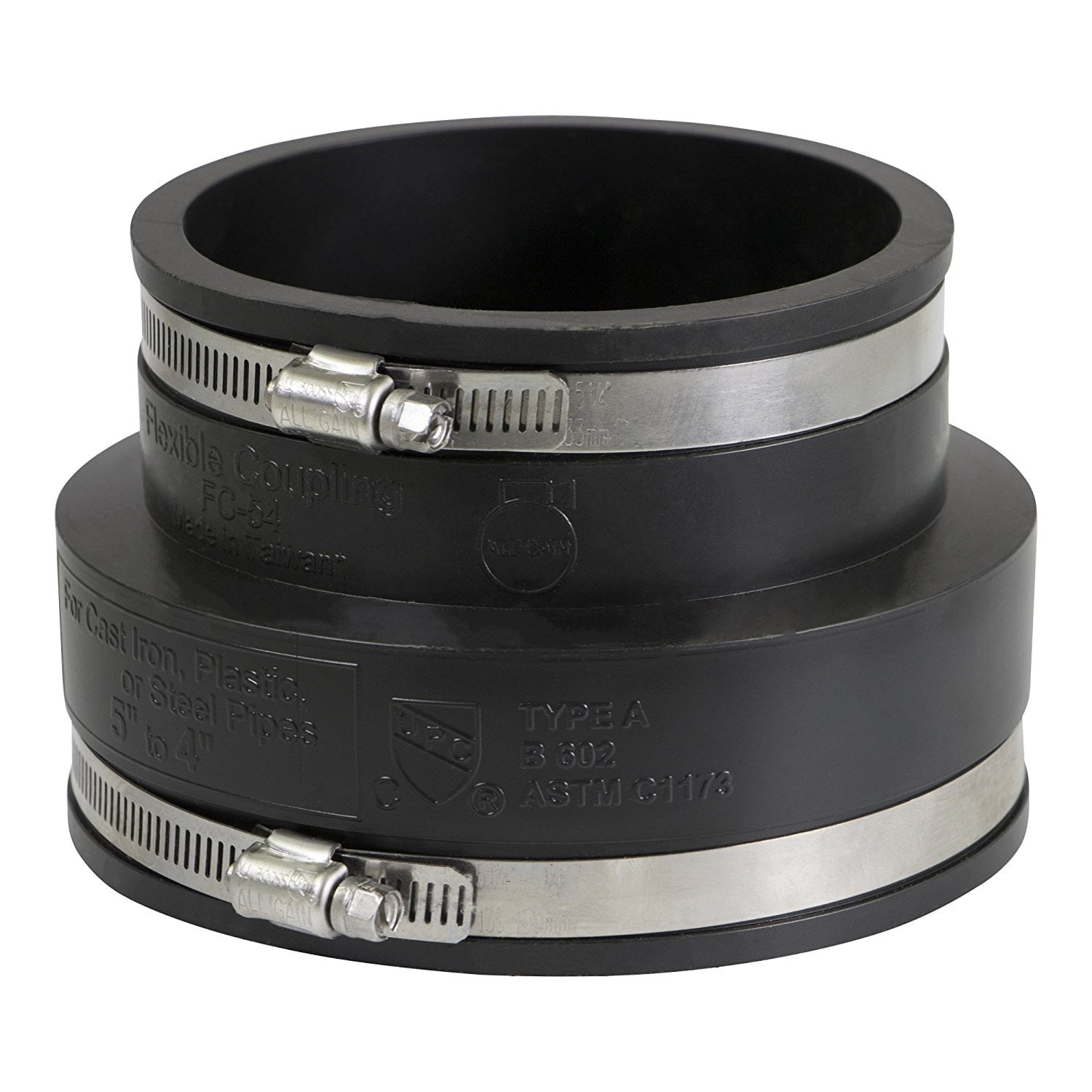 5 in. x 4 in. PVC Flexible Reducing Coupling with Stainless Steel