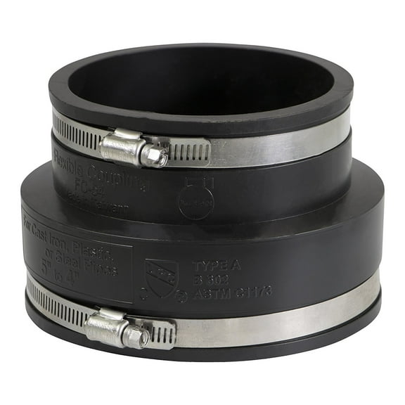 5 in. x 4 in. PVC Flexible Reducing Coupling with Stainless Steel clamps