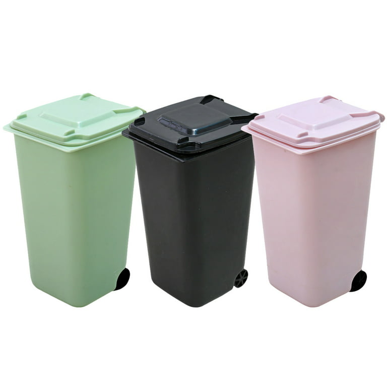 3Pcs Desk Covered Trash Can Multi-function Mini Trash Can Desktop Waste  Bucket Office Supplies