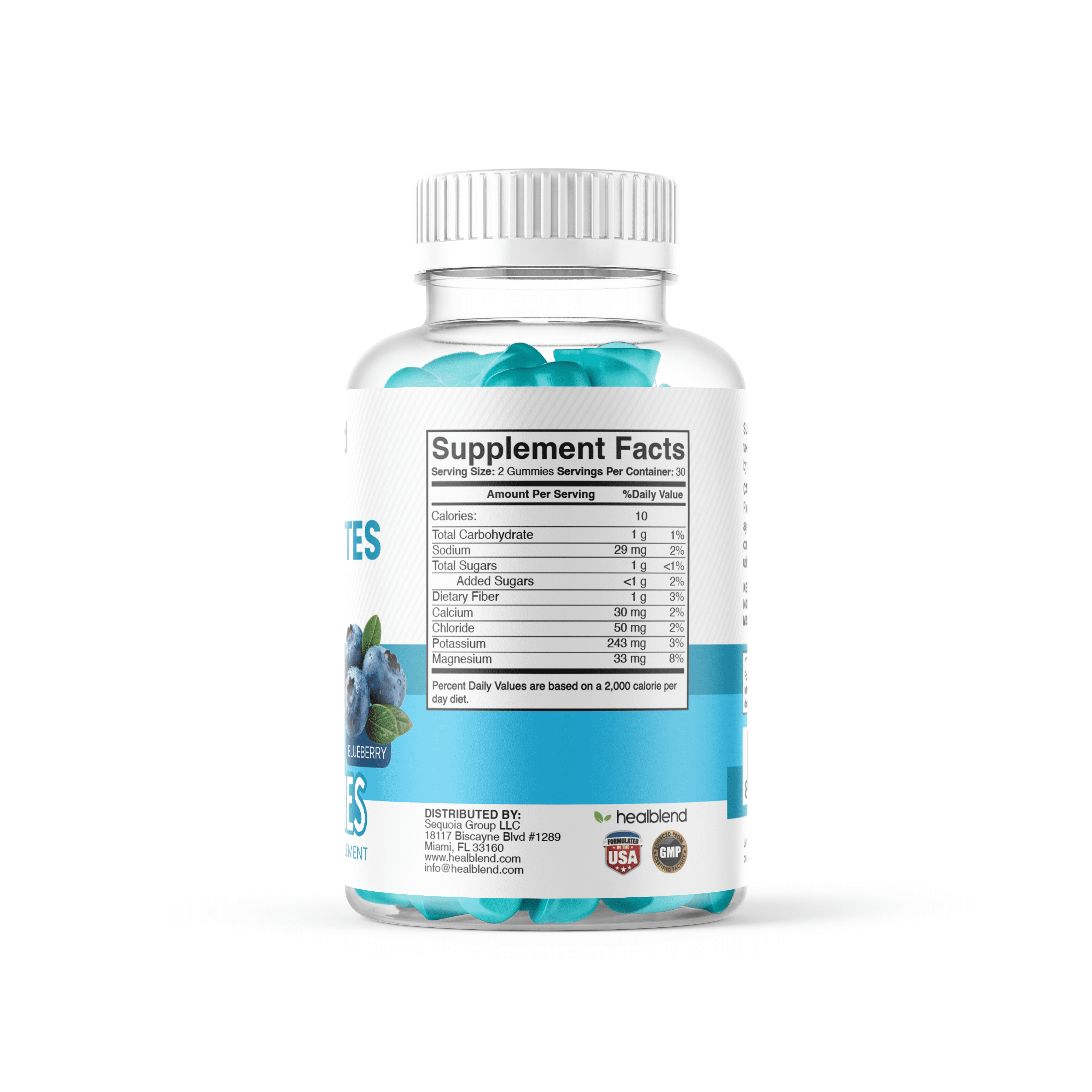 Healblend Electrolyte Gummies, Blueberry Flavor, Hydration Support for Stamina, Muscle Function & Recovery, 60 Count