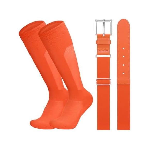 Eryueer Baseball Belt and Socks Combo Set Breathable Softball Socks and Elastic Belt for Youth Adult