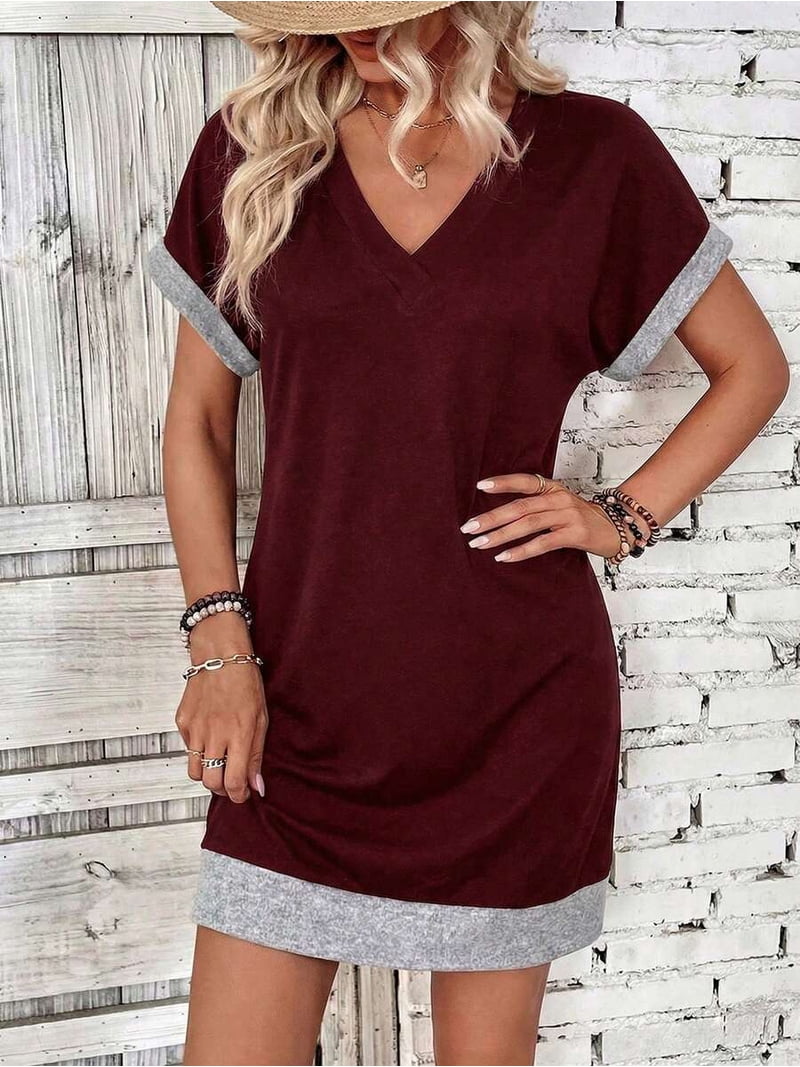 burgundy mini dress casual Alice Dress