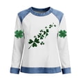 thumbnail image 2 of TaTaai Women's Casual Patchwork Blouse Long Sleeve Round Neck St. Patrick's Day Theme Irish Festival Spring Holiday Top Gift, 2 of 5