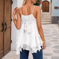 thumbnail image 6 of Rggeeun Womens Tank Tops Flowy Camisole Spaghetti Strap V Neck Loose Solid Color With Layered Ruched Ruffle For Summer Everyday Wear Cute Tops,White,Xl, 6 of 7