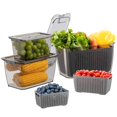 thumbnail image 1 of Contenedores de almacenamiento LUXEAR para frutas y verduras frescas, paquete de 3, color gris, 1 of 1