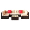 thumbnail image 3 of Patio Furniture Set PE Rattan Sectional Garden Furniture Corner Sofa Set (7 Pieces, Shallow brownCushion), 3 of 4