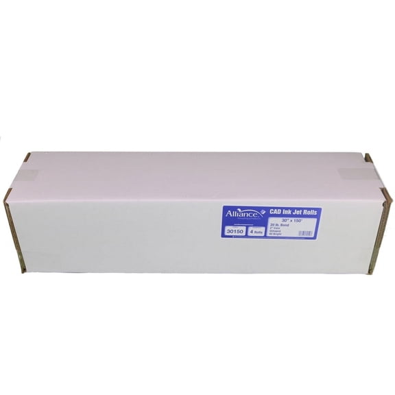 Alliance Wide Format Paper 30" x 150' CAD Bond 20lb | 92 Bright | 4 Rolls | 2" Core