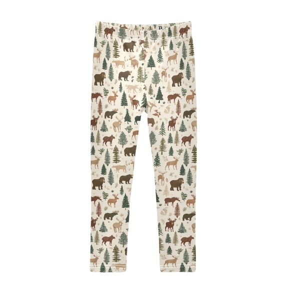 Woodland Animals Printed Leggings Yoga Pants for in 4t to 10t