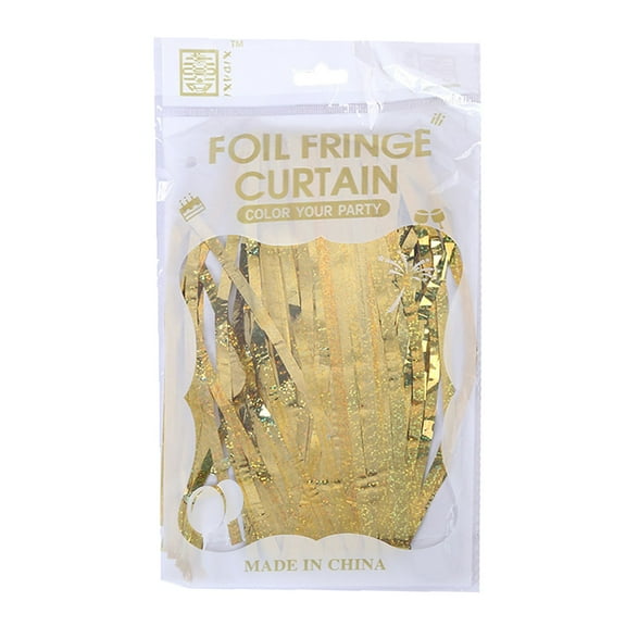 HCTSHG Shimmering Gold Foil Fringe Curtains - 3.28 x 6.56ft Metallic Streamers Tinsel Photo Booth Backdrop Curtain for Birthday Party, Wedding & Photography Background Photo Booth Decoration