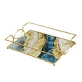 thumbnail image 3 of Bandeja de tocador de baño Sunnimix organizador de Maquillaje L Azul y dorado, 3 of 8