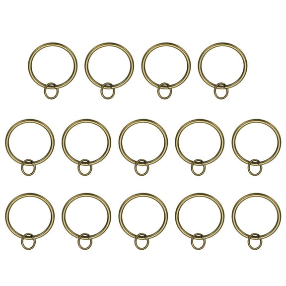 Uxcell 14 Pcs Curtain Rings with Eyelets, 1.5"ID Glide Smoothly Metal Drapery Ring Fit Up to 1 1/4" Curtain Rod, Bronze