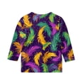 thumbnail image 3 of Kids Girls Mardi Gras 3/4 Sleeve Shirts - New Orleans Carnival Fat Tuesday Graphic Tops, Soft Casual Sequin Mask Holiday Matching Blouse Outfits, 3 of 4