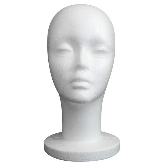 Bemona 11" Styrofoam Wig Head - Tall Female Foam Mannequin Wig Stand and Holder - Style, Model And Display Hair, Hats and Hairpieces - For Home, Salon and Travel
