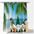 thumbnail image 3 of Cute Gnome Ocean Beach Shower Curtain - Blue Sky, Tropical Sea Waves, White Cloud Seaside Landscape, Hawaii Summer Nature Scenery, Adds a Fun and Playful Touch to Any Bathroom, 3 of 6