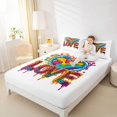 thumbnail image 2 of Manfei Watercolor Rainbow Fitted Sheet Full, Art Love Heart Bed Set, White Red, 3 Pieces, 1 Fitted Sheet and 2 Pillowcases, 2 of 6