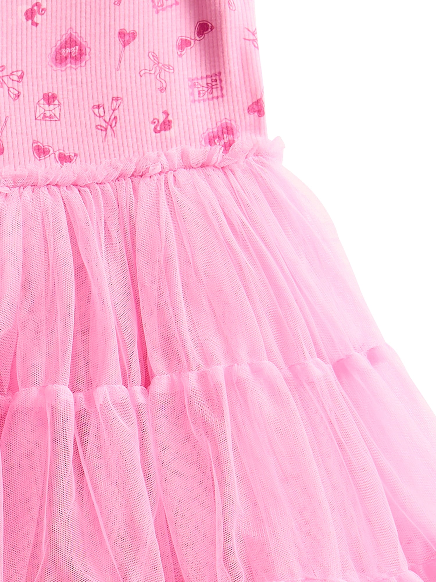 Barbie Girls' Print Tutu Dress with Short Sleeves, Sizes 4-12