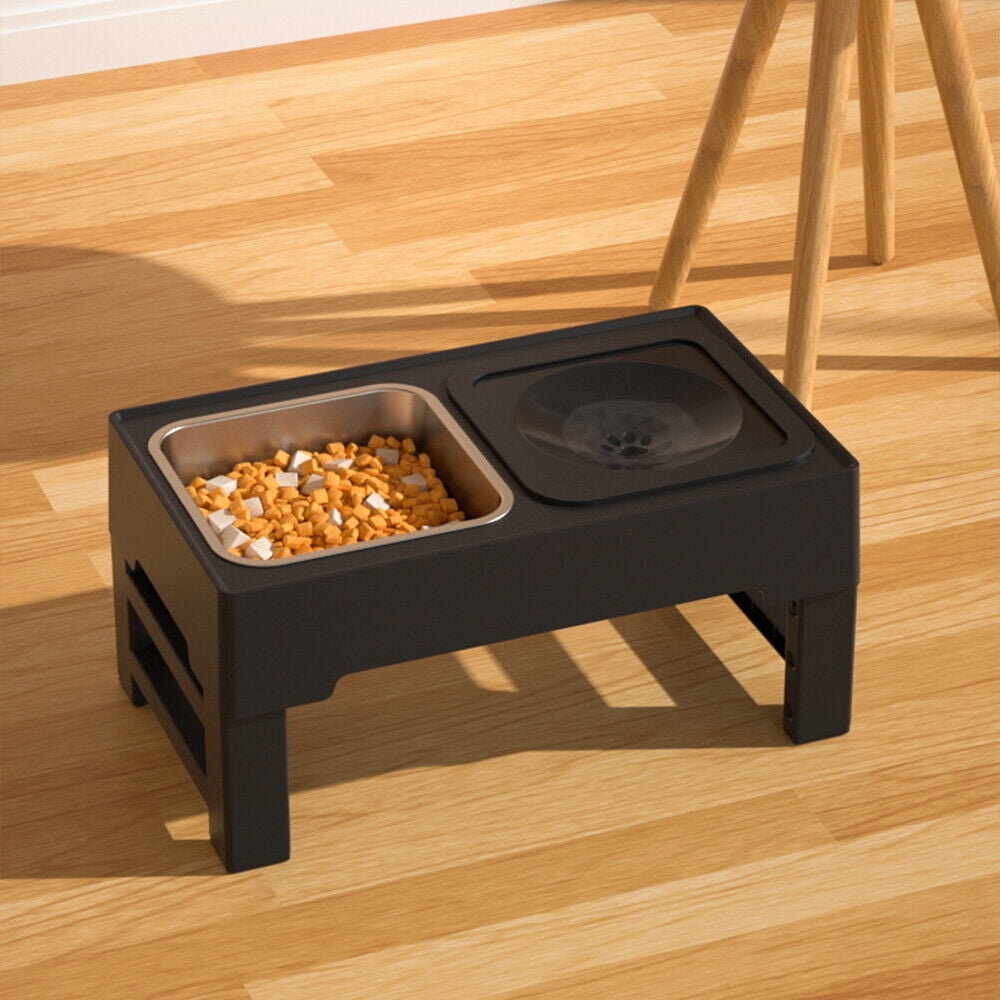 Didog Elevated Adjustable Double Bowl Dog Cat Food & Water Feeder Elevated Raised Stand Feeding