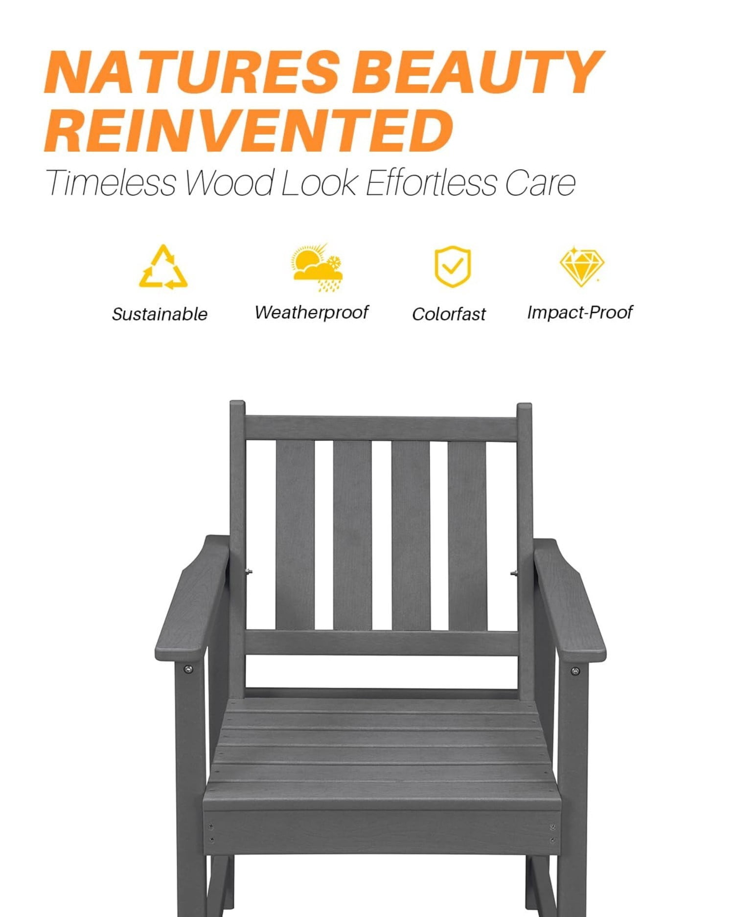 Patio Dining Chair Set of 2, HDPE Outdoor Dining Chairs with Ergonomic Backrest, All Weather Patio Chairs for Backyard, Deck, Garden, Poolside, Smoke Gray