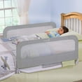 thumbnail image 3 of Barandilla de seguridad doble para bebés Summer, gris, juego de barandillas de metal y tela para niños pequeños, 42.5 pulgadas de largo, se adapta a camas individuales, matrimoniales y queen y acomoda, 3 of 4