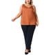 thumbnail image 2 of Camisetas sin mangas de satén de seda para mujer de tallas grandes Agnes Orinda, blusas casuales de cuello en V, camisetas básicas de verano 2X Caramelo, 2 of 6